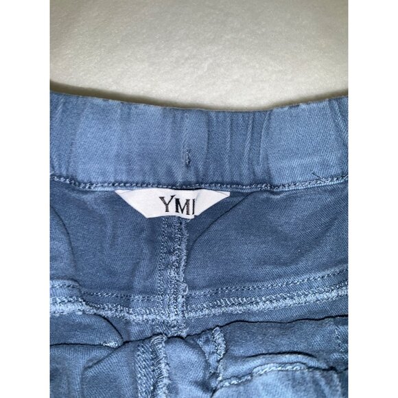 YMI Large  Dream High Rise Joggers Shorts with Tie Medium Blue - Picture 3 of 5
